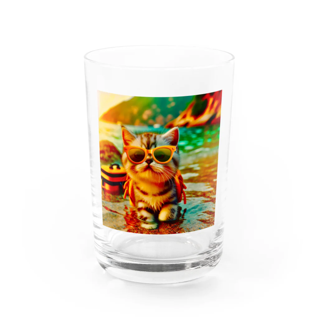 123_maのかわいい猫のイラストグッズ Water Glass :front