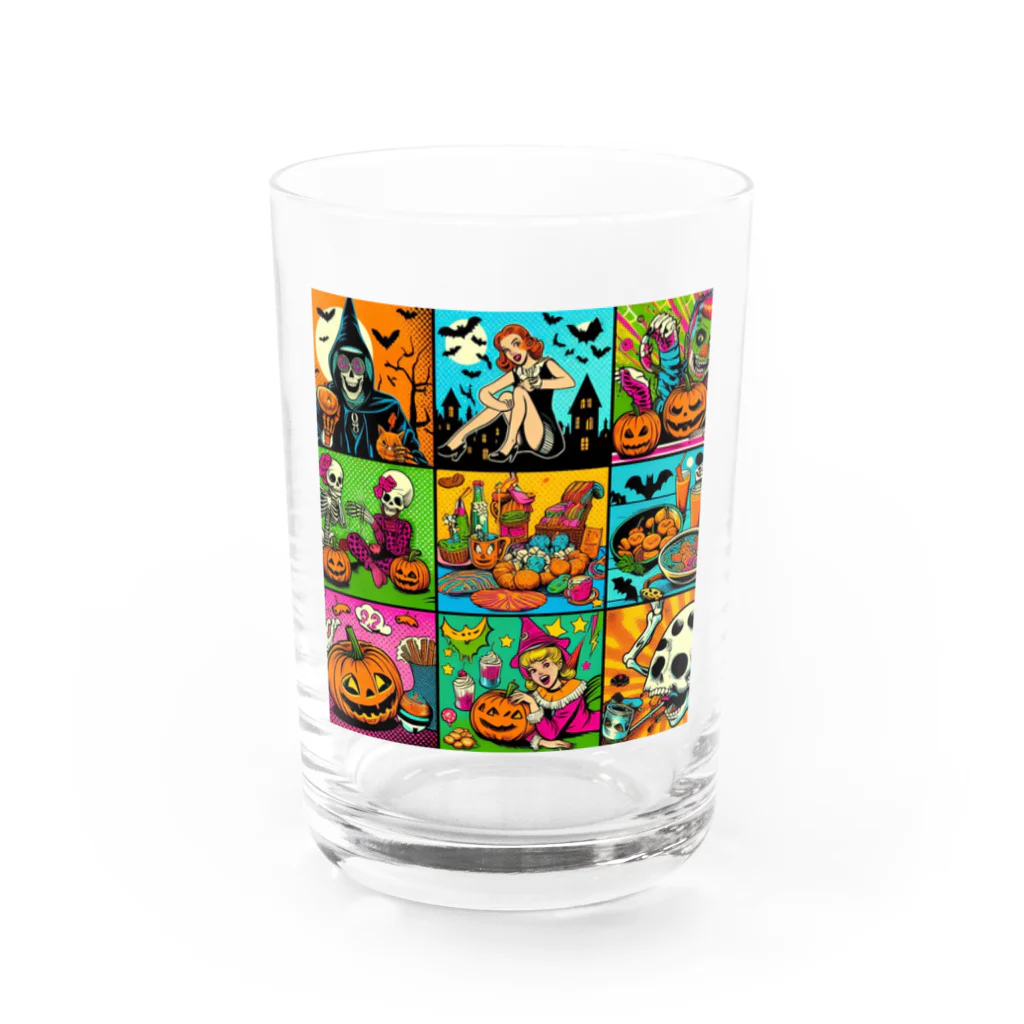 momonekokoのアメコミ風ハロウィン Water Glass :front