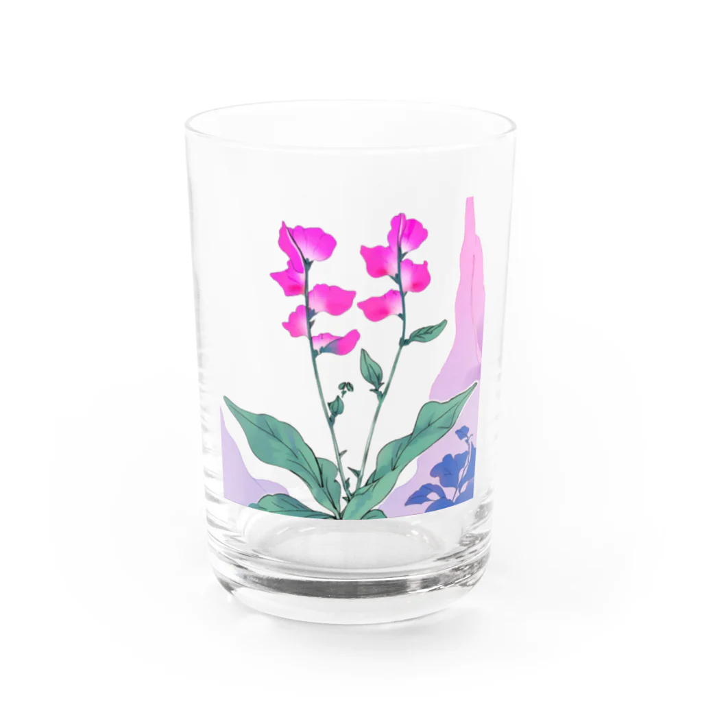 RetrowaveFlowerのRetrowaveFlower-スイートピー- Water Glass :front