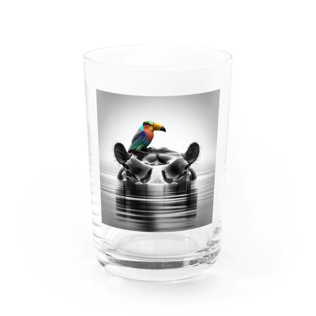 chaochao0701のカバと小鳥の友情 Water Glass :front