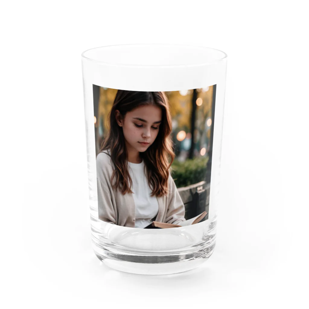 uho_uhoの読書している少女 Water Glass :front