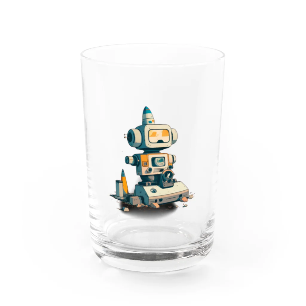 mirinconixのいろいろと四角いレトロなガラクタロボットくん Water Glass :front