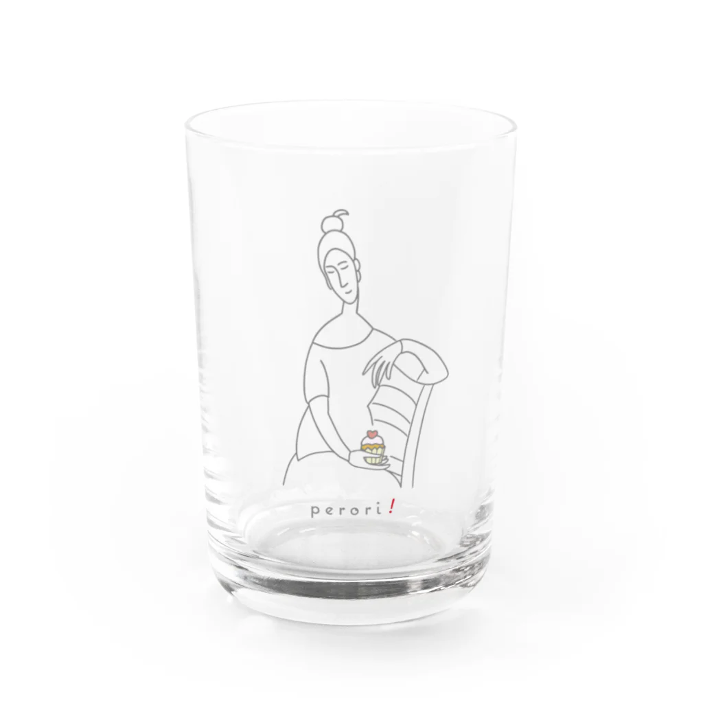 ビールとアート TM-3 Designの名画 × スイーツ（モディリアーニ） Water Glass :front