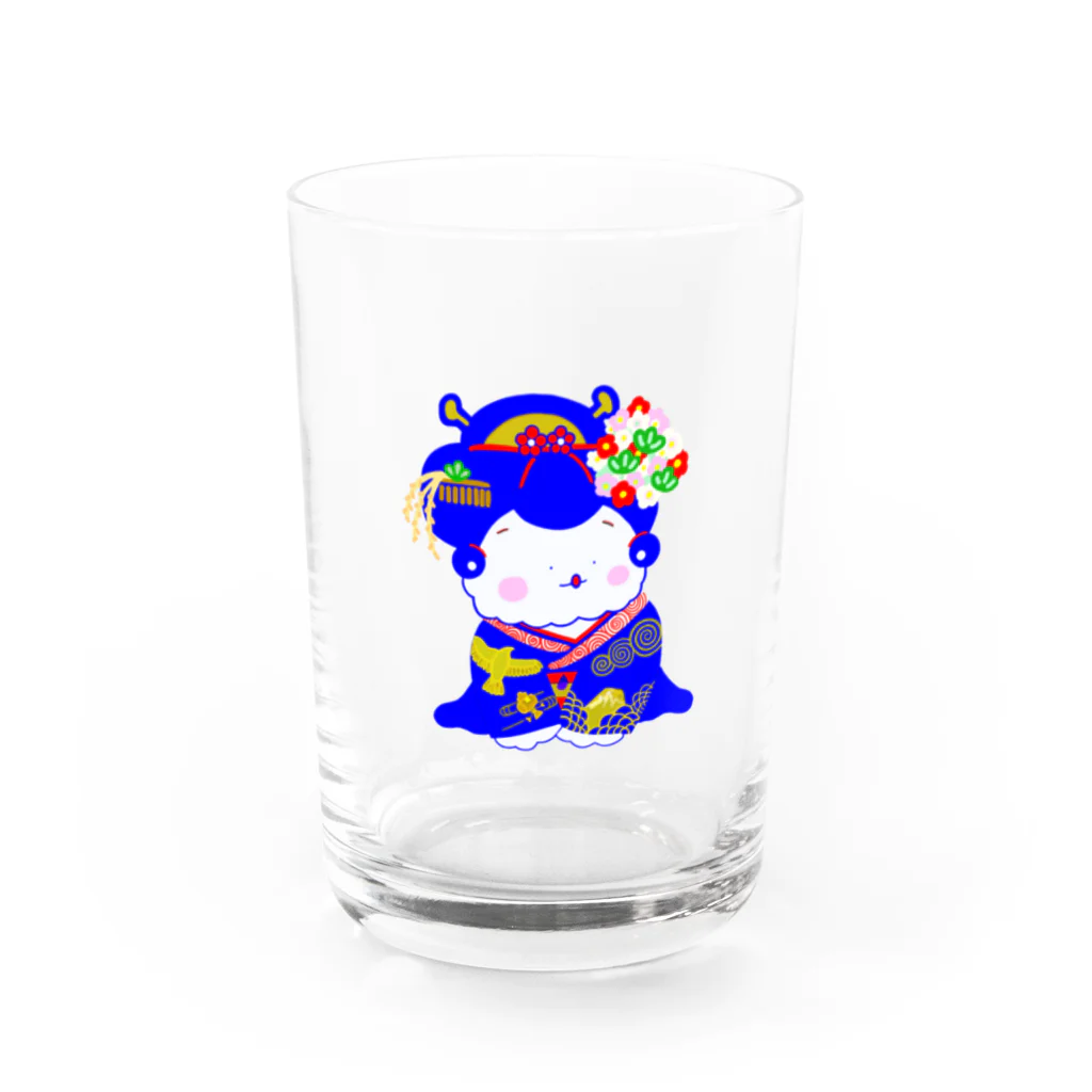 しぜんとあそんでるのの舞妓さん　青 Water Glass :front