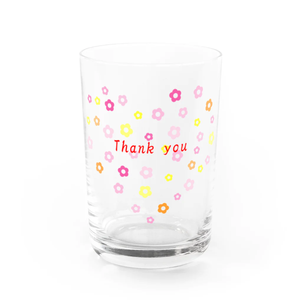 ainarukokoroのありがとう　感謝　Thank you プレゼント　かわいい　ハート Water Glass :front