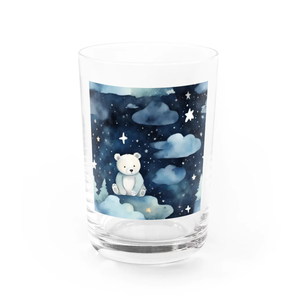 星降る夜にの夜空熊 Water Glass :front