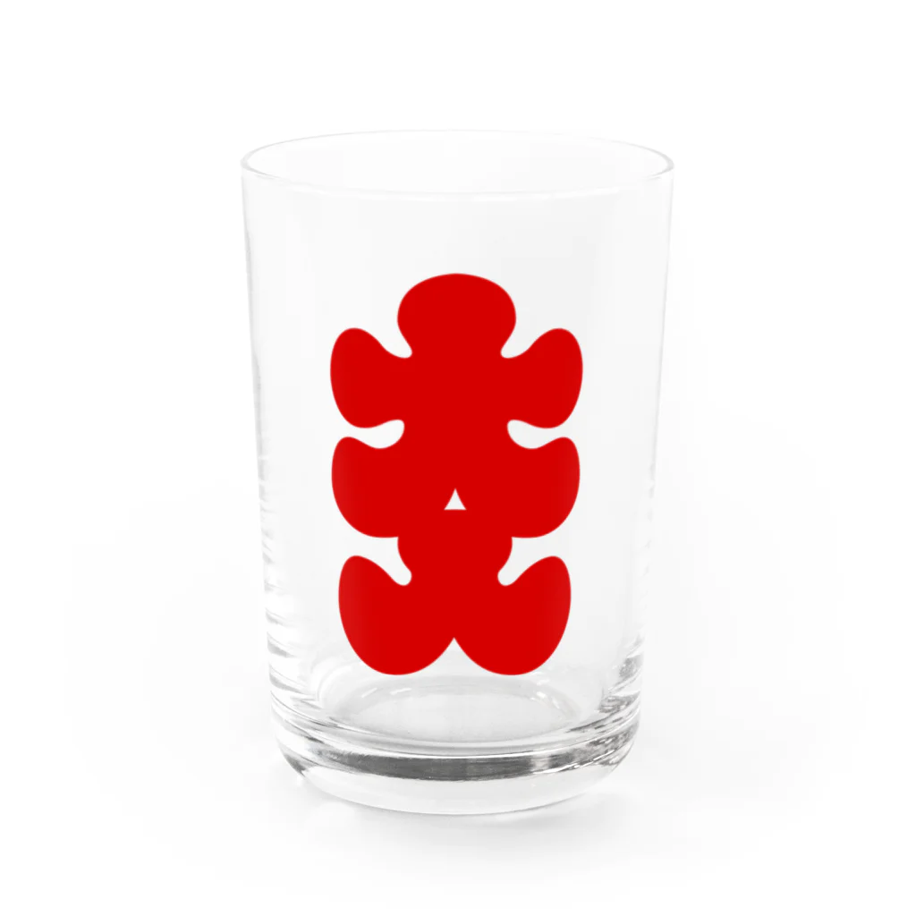 お絵かき屋さんの大入りマーク（赤文字） Water Glass :front