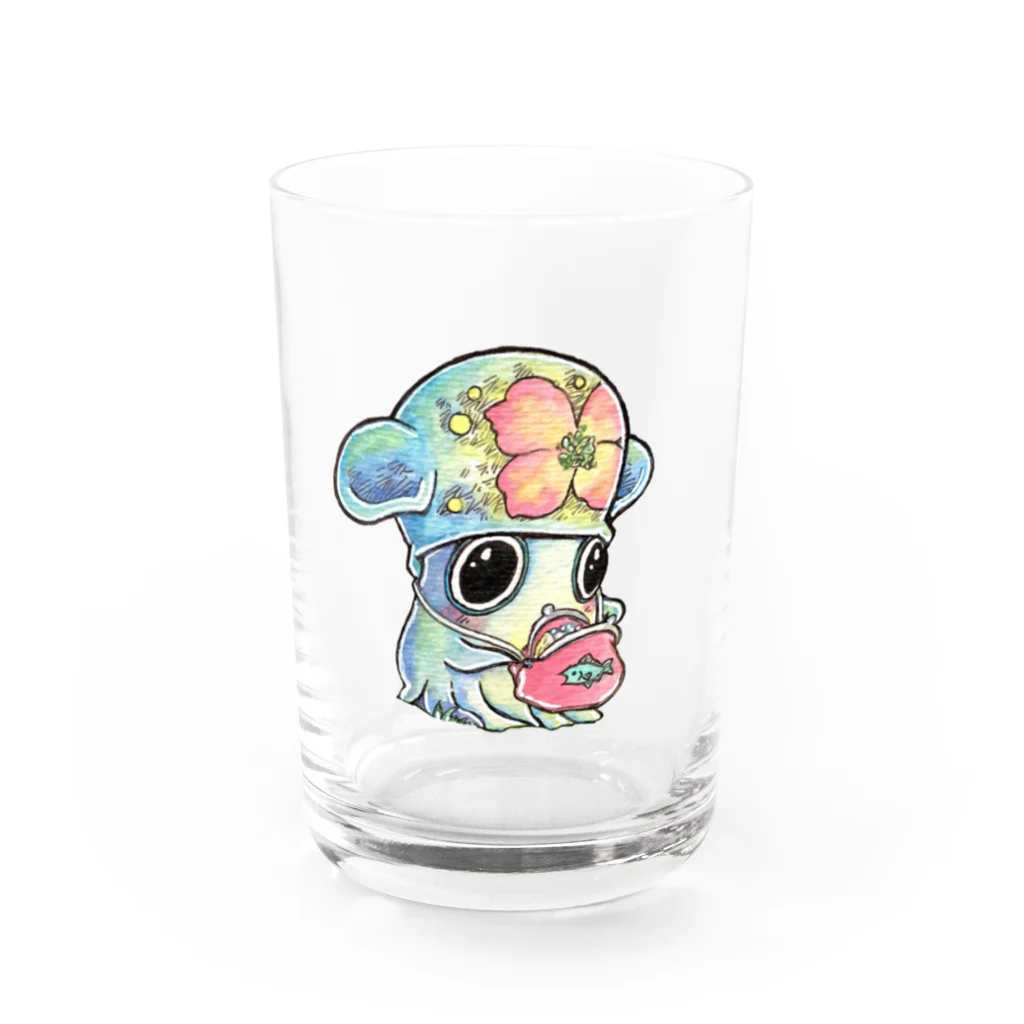 くじらーしあたーのミミイカちゃんのがま口 Water Glass :front