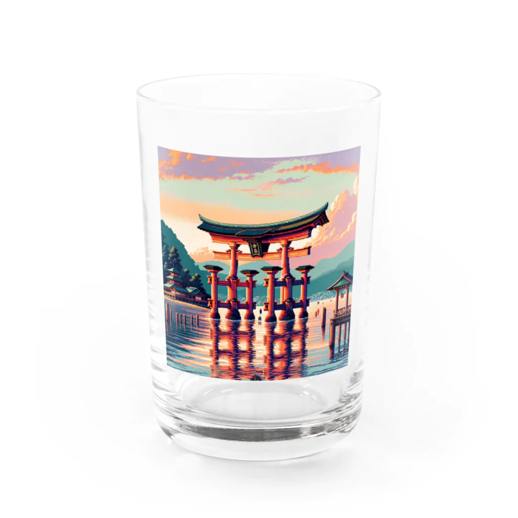 Pixel Art Goodsの厳島神社（pixel art） Water Glass :front