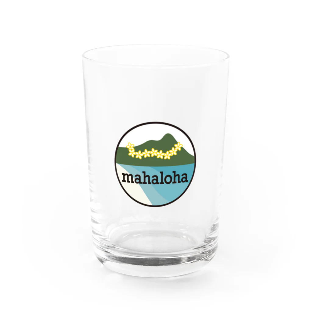 mahaloha808のmahaloha 丸ロゴ Water Glass :front