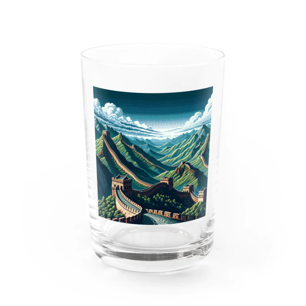 Pixel Art Goodsの万里の長城（pixel art） Water Glass :front