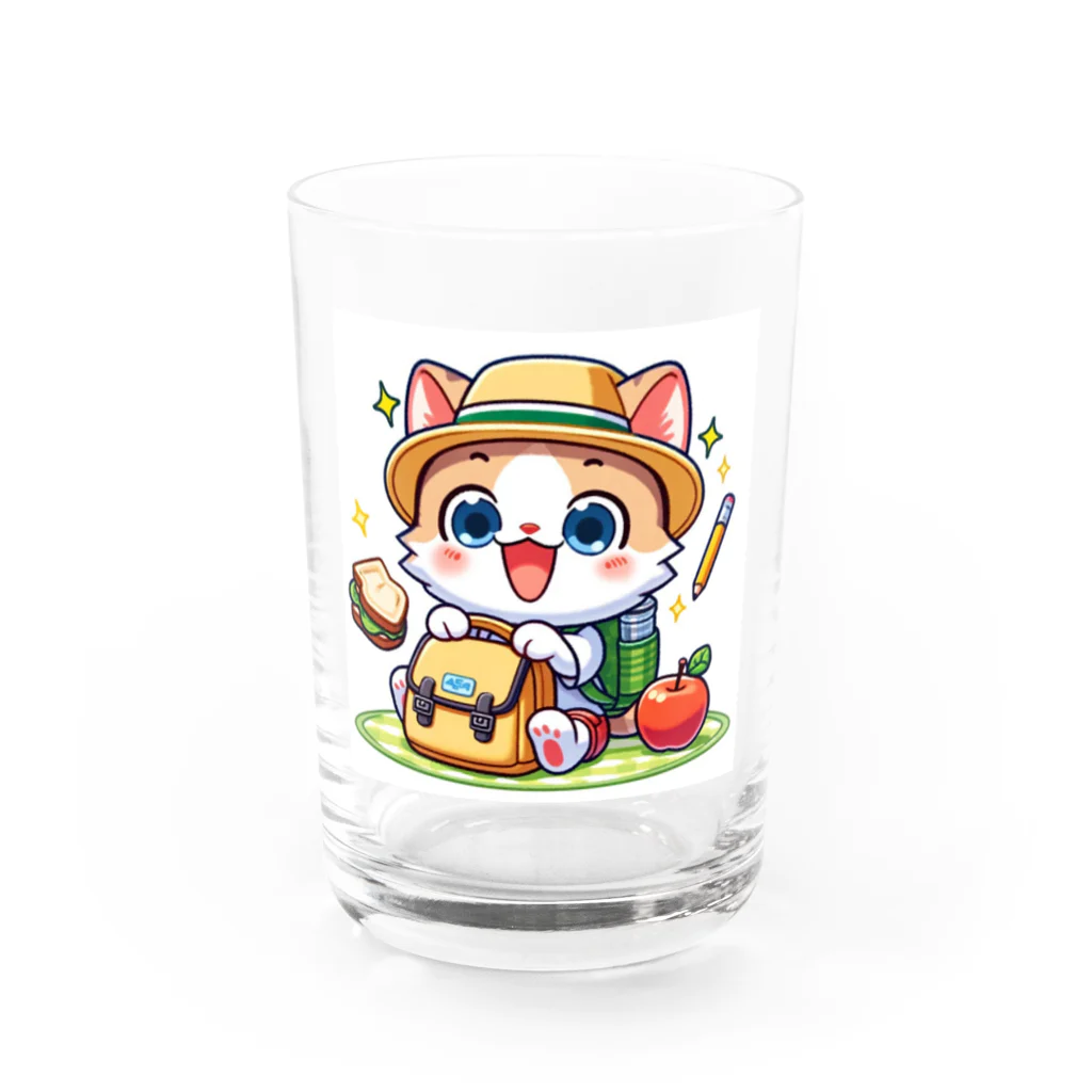 子猫カーニバルの子猫の楽しみな遠足の準備 Water Glass :front