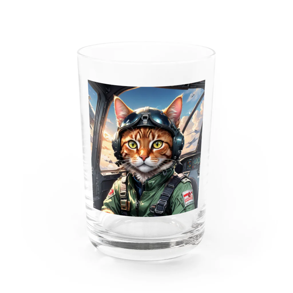 nekoと鉄のパイロット猫 Water Glass :front