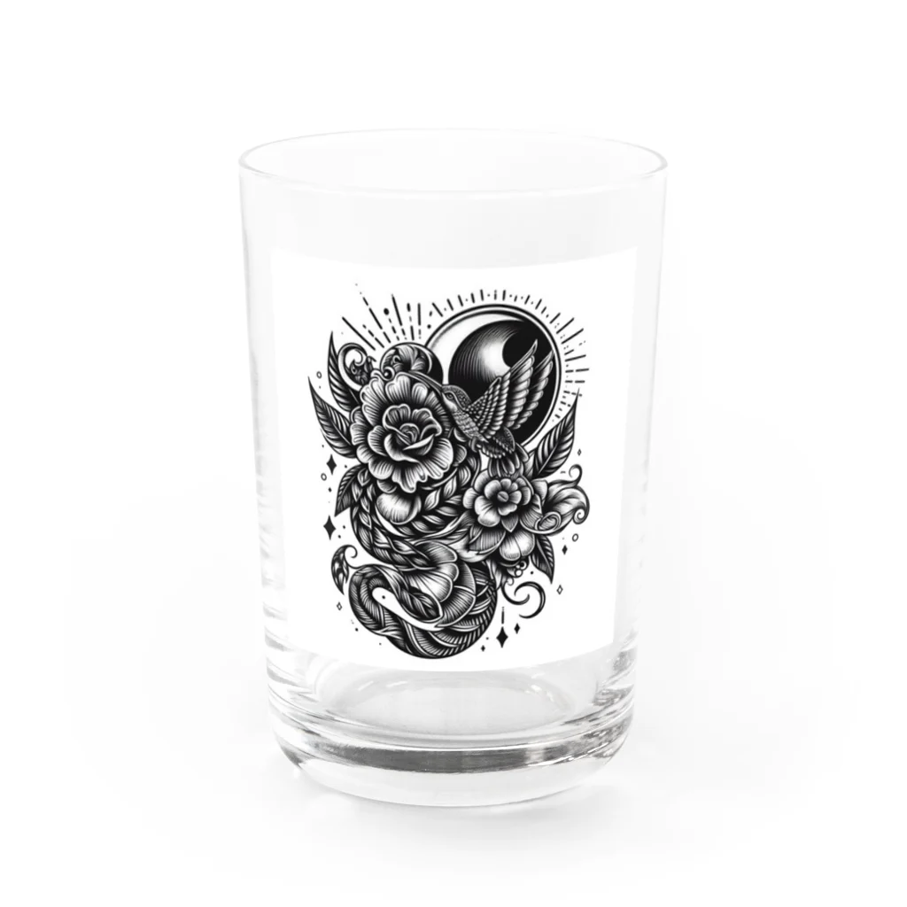 かなかなのタトゥーデザイン Tシャツ Water Glass :front