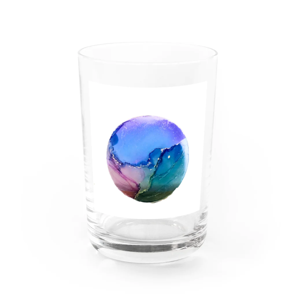 shop hrkのインクアートグラス【smokey blue】 Water Glass :front