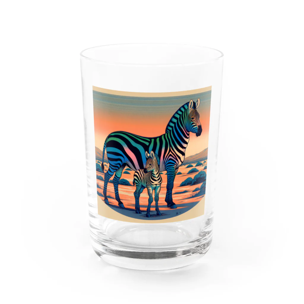 chaochao0701の浮世絵風　シマウマ（偉大な野生動物）"Ukiyo-e Style Zebra (Majestic Wild Animal)" "浮世绘风格的斑马（伟大的野生动物）" グラス前面