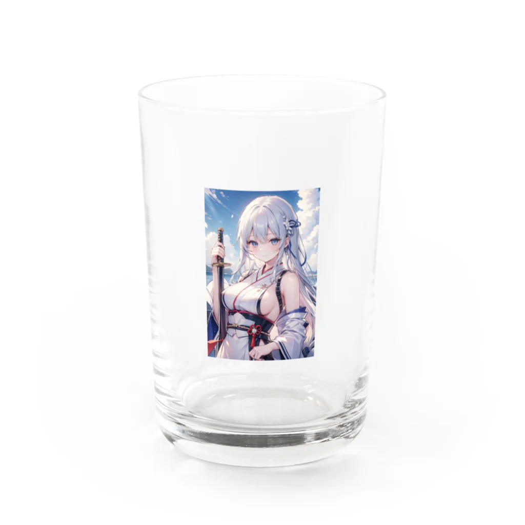 巫女スタぐらむの日本刀をもった美少女 Water Glass :front