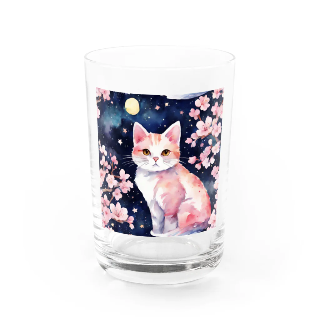 星降る夜にのsakura cat2 Water Glass :front