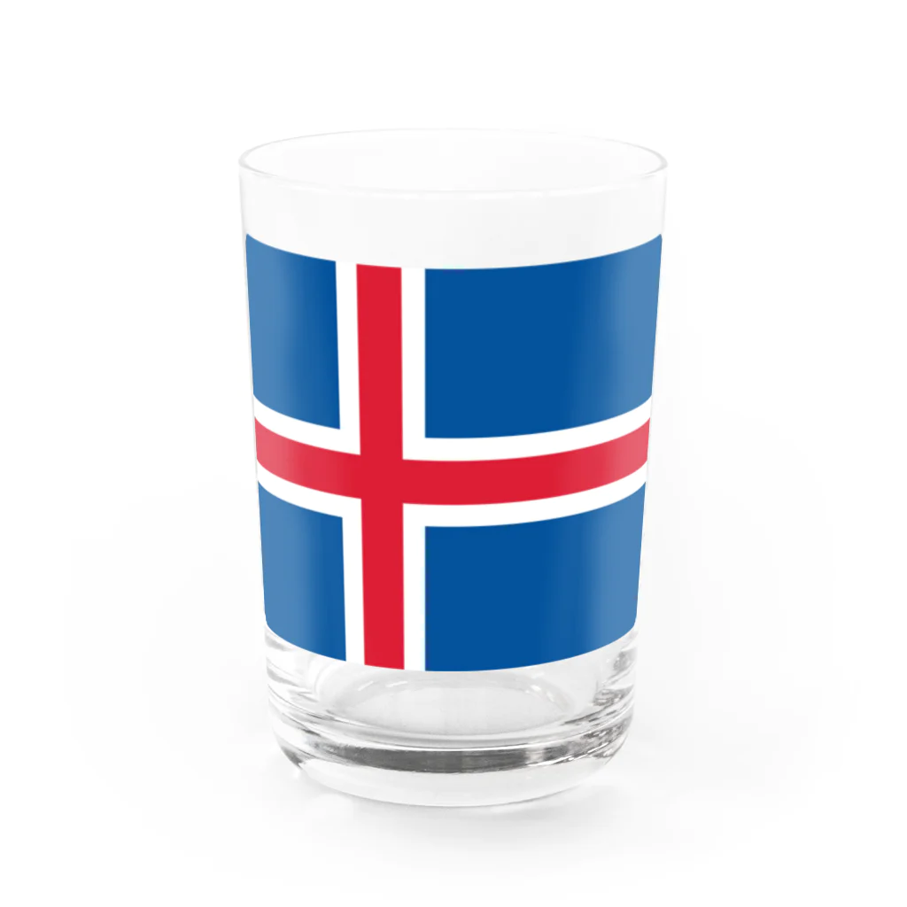 お絵かき屋さんのアイスランドの国旗 Water Glass :front