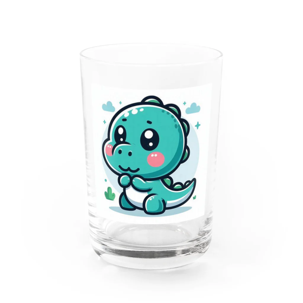 スタイリッシュベアーのモフモフでキュートな恐竜のゆるキャラ Water Glass :front