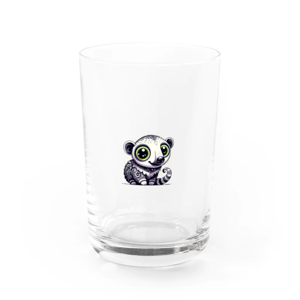 たんたん狸の不気味で可愛い森の不気味で可愛いタマンデュア001 Water Glass :front