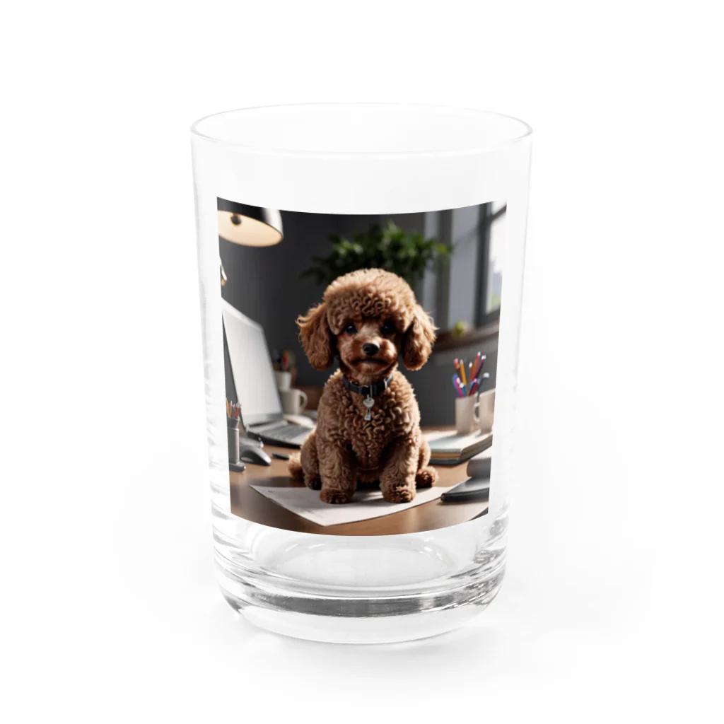 oshare_kurashiのいぬこりワン業（トイプードル） Water Glass :front