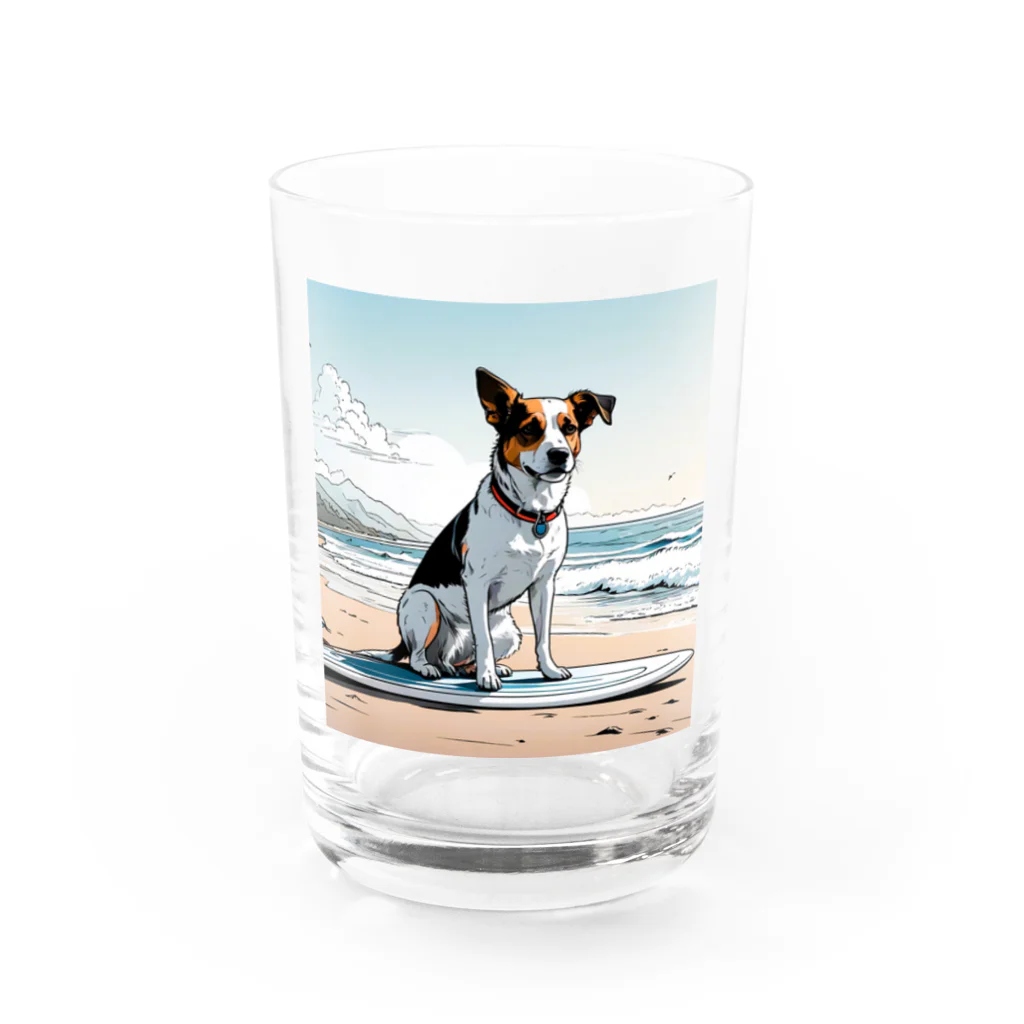 studio eizoのおいら波乗り🐕犬サーファー🏄 Water Glass :front