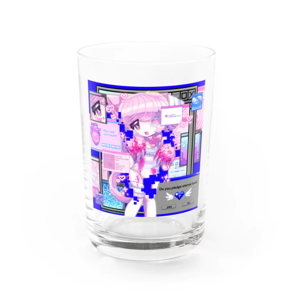 ムラサキゲジゲジのオンラインショップのマカロン ぐちゃぐちゃサイバー Water Glass :front