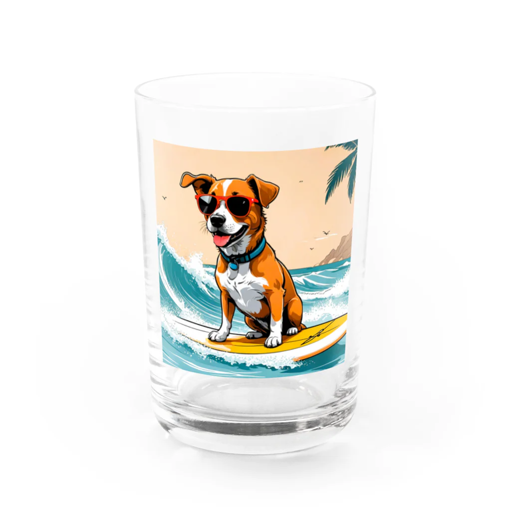 studio eizoのおいら波乗り🐕犬サーファー🏄 Water Glass :front