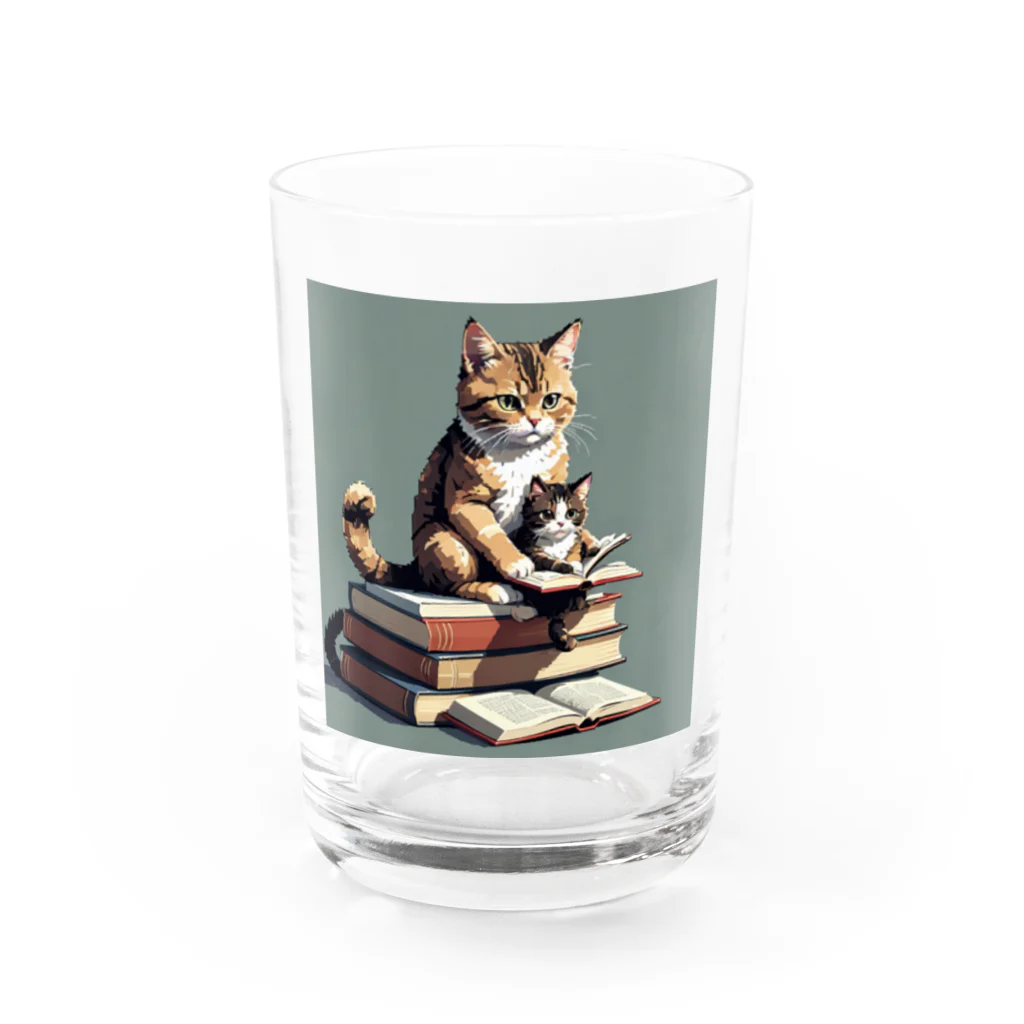 三毛猫shopの本を読む猫 Water Glass :front