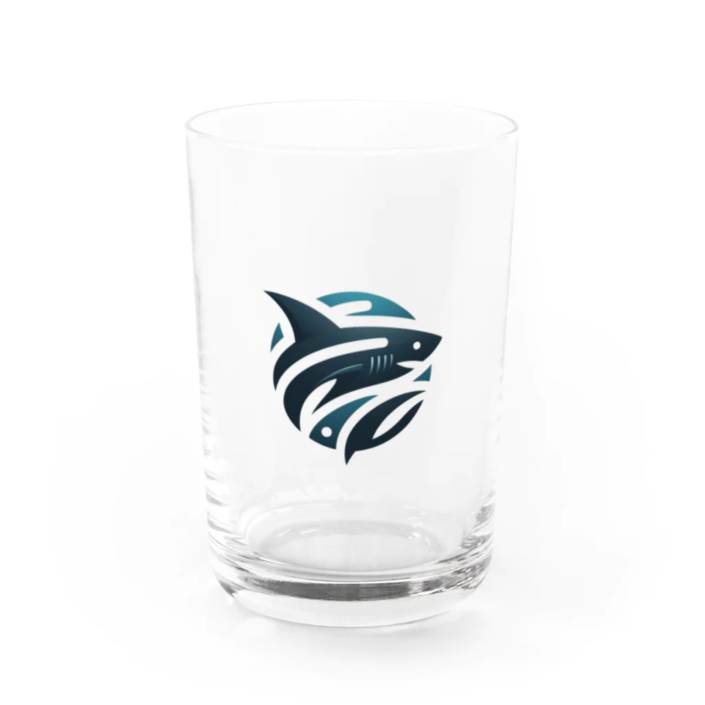  🌊 海の宝石ショップ 🐟のロゴシャーク Water Glass :front