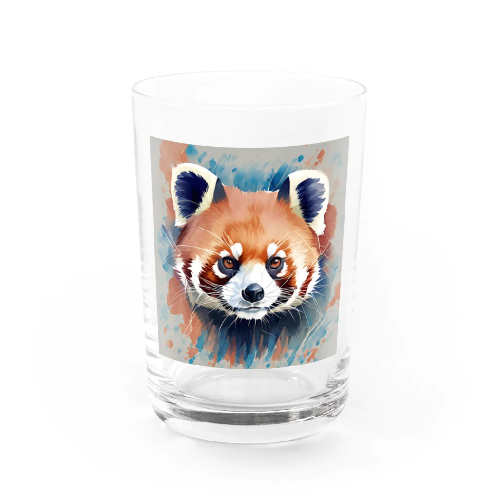 WithRedPandaの水彩風レッサーパンダ グラス前面