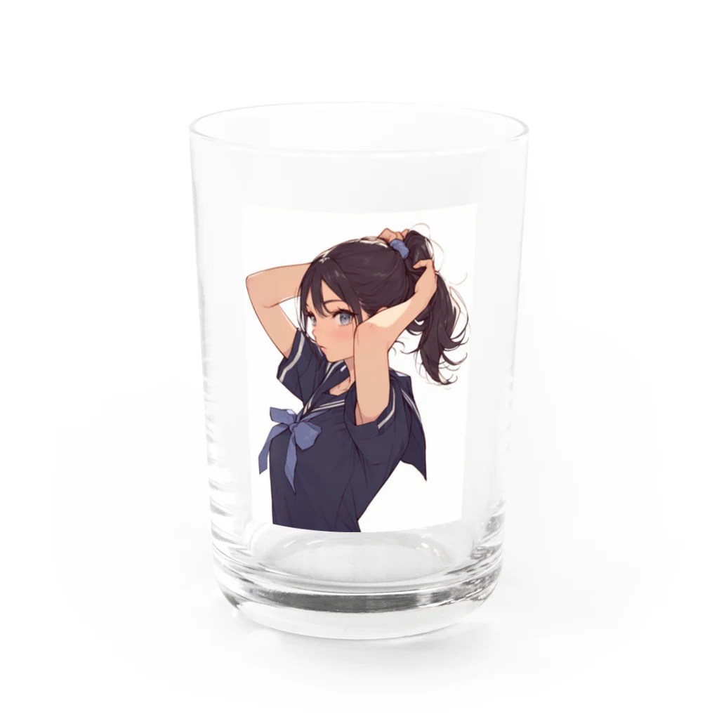 AQUAMETAVERSEのポニーテールがセクシーな女の子　BLUE PLUM  691 Water Glass :front