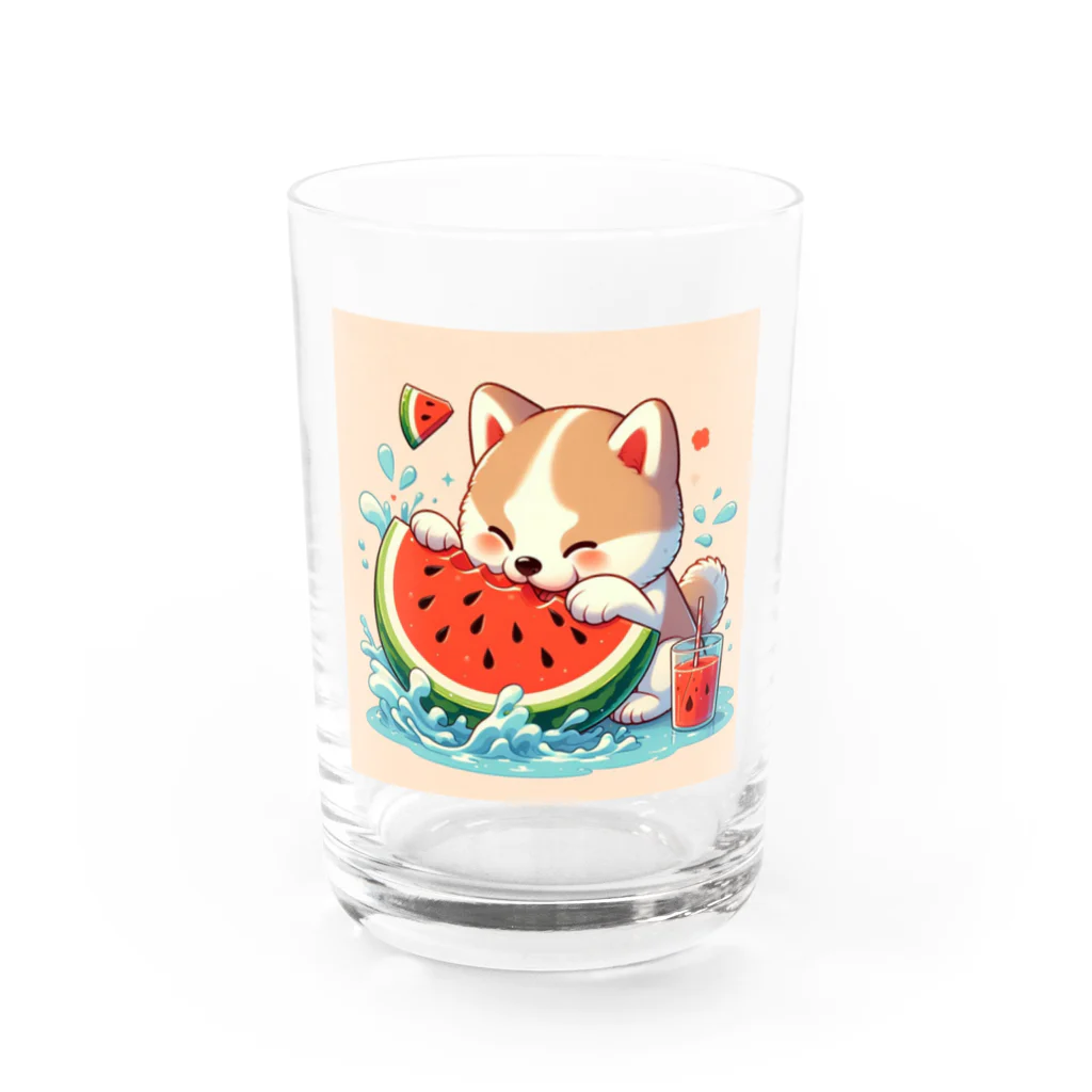 あきた犬くんのあきた犬くん（スイカ） Water Glass :front