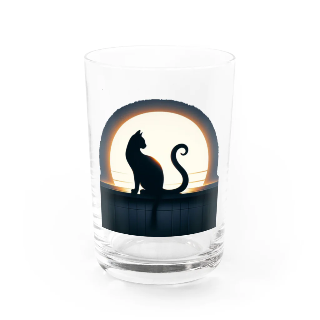 万事屋の猫のシルエットが美しい Water Glass :front