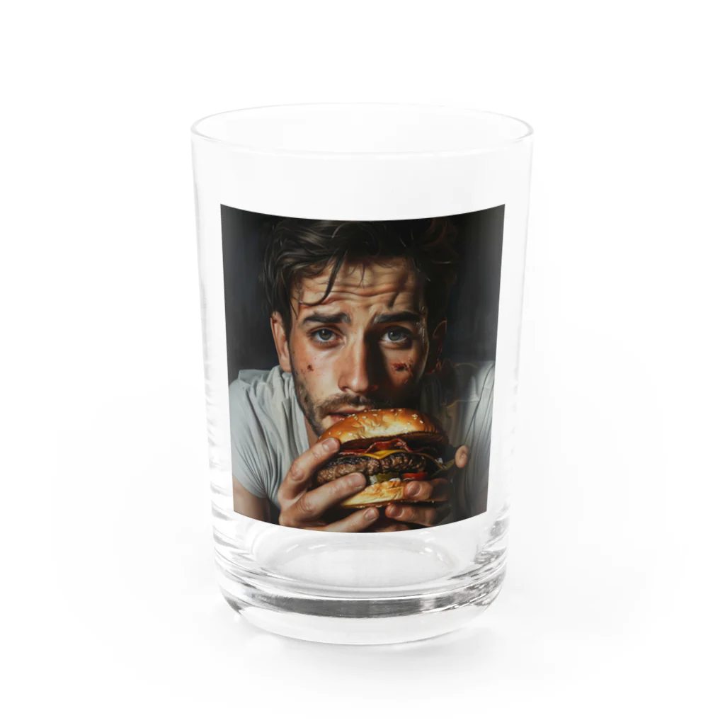 AQUAMETAVERSEのハンバーガーと男　エンジェル717 2065 Water Glass :front