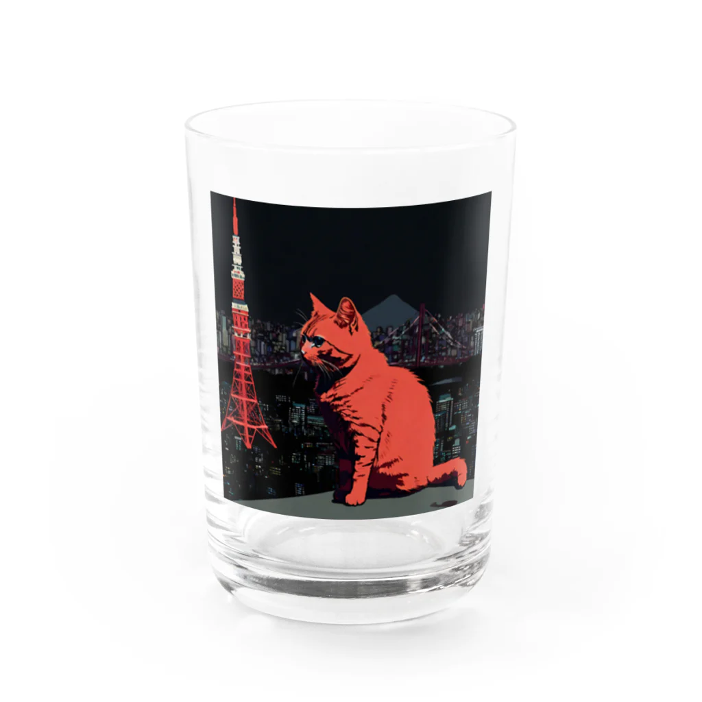 大人な動物のお店の夜の猫 Water Glass :front