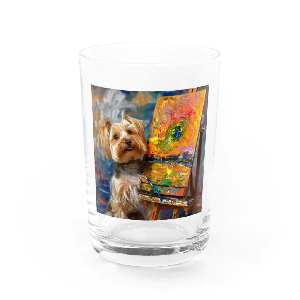 AQUAMETAVERSEの犬のぼくが画家だよ何か？ アメジスト 2046 Water Glass :front