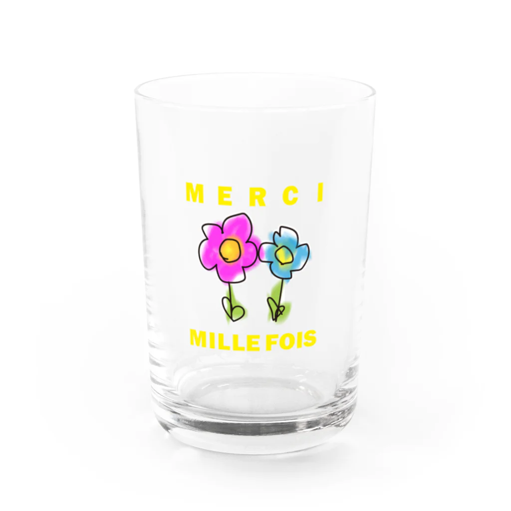 ICHIGO-ICHIÉ-1999のMERCI MILLE FOIS【めっちゃありがとう】フランス語でアピールする Water Glass :front