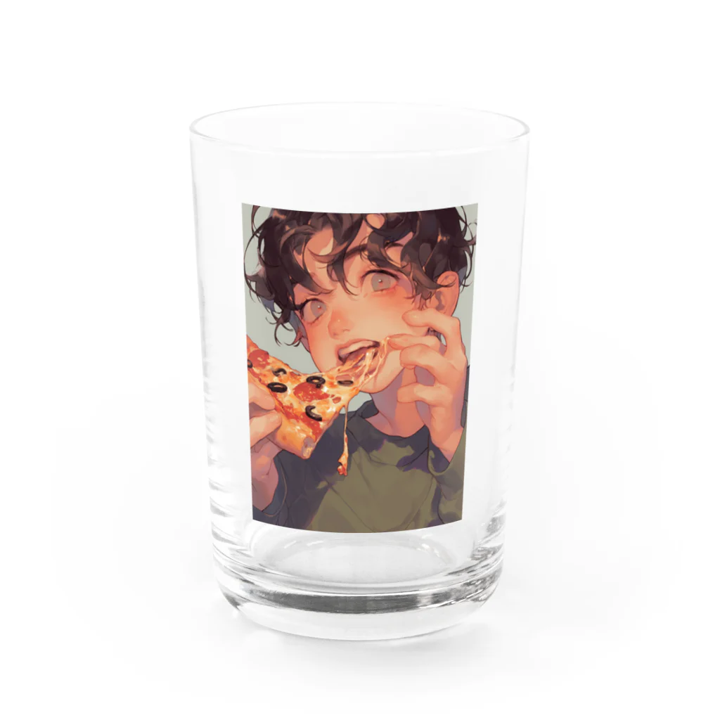 AQUAMETAVERSEの元気よくピザを食べている男の子　ラフルール　1859 Water Glass :front