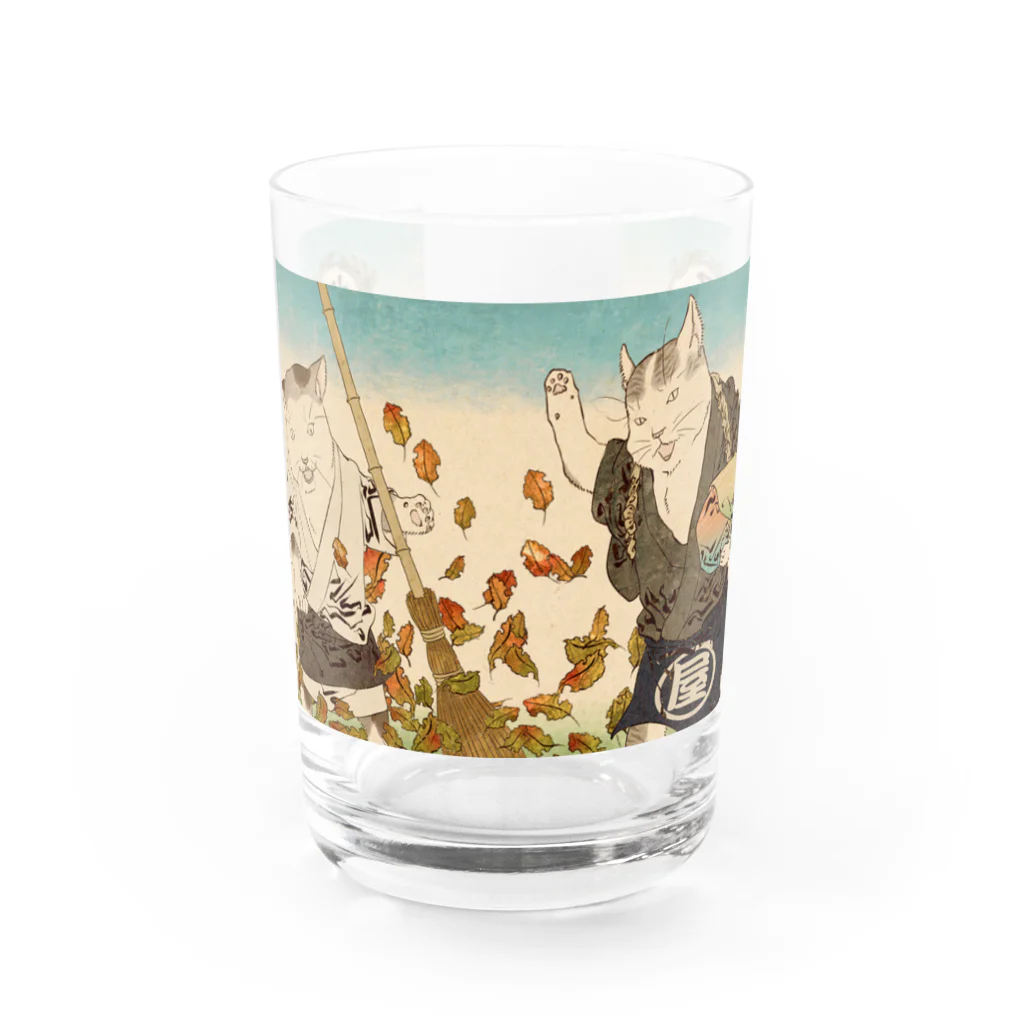 山歌和樂陽 浮世絵　Yamakawa Rakuyou UKIYOEの猫浮世絵シリーズ　奉公猫 Water Glass :front