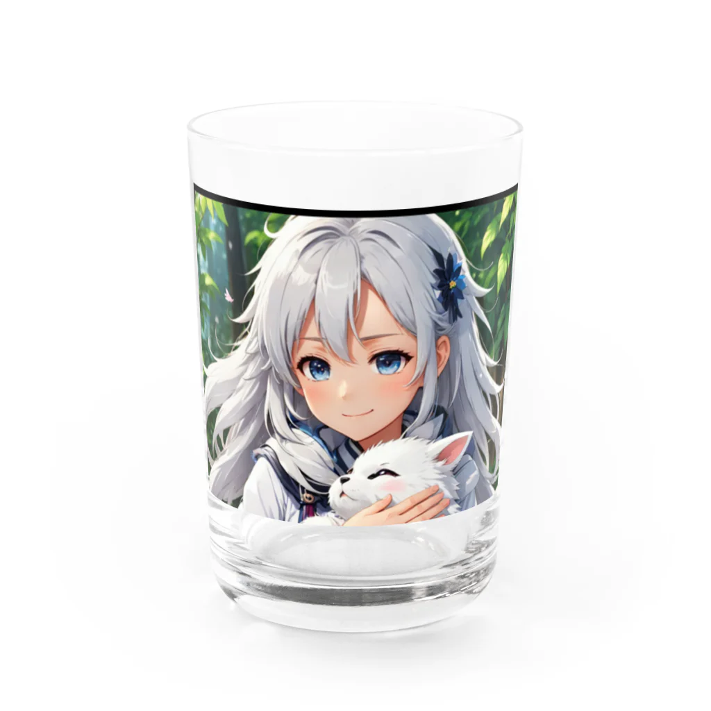 巫女スタぐらむのだっこされる神様 Water Glass :front