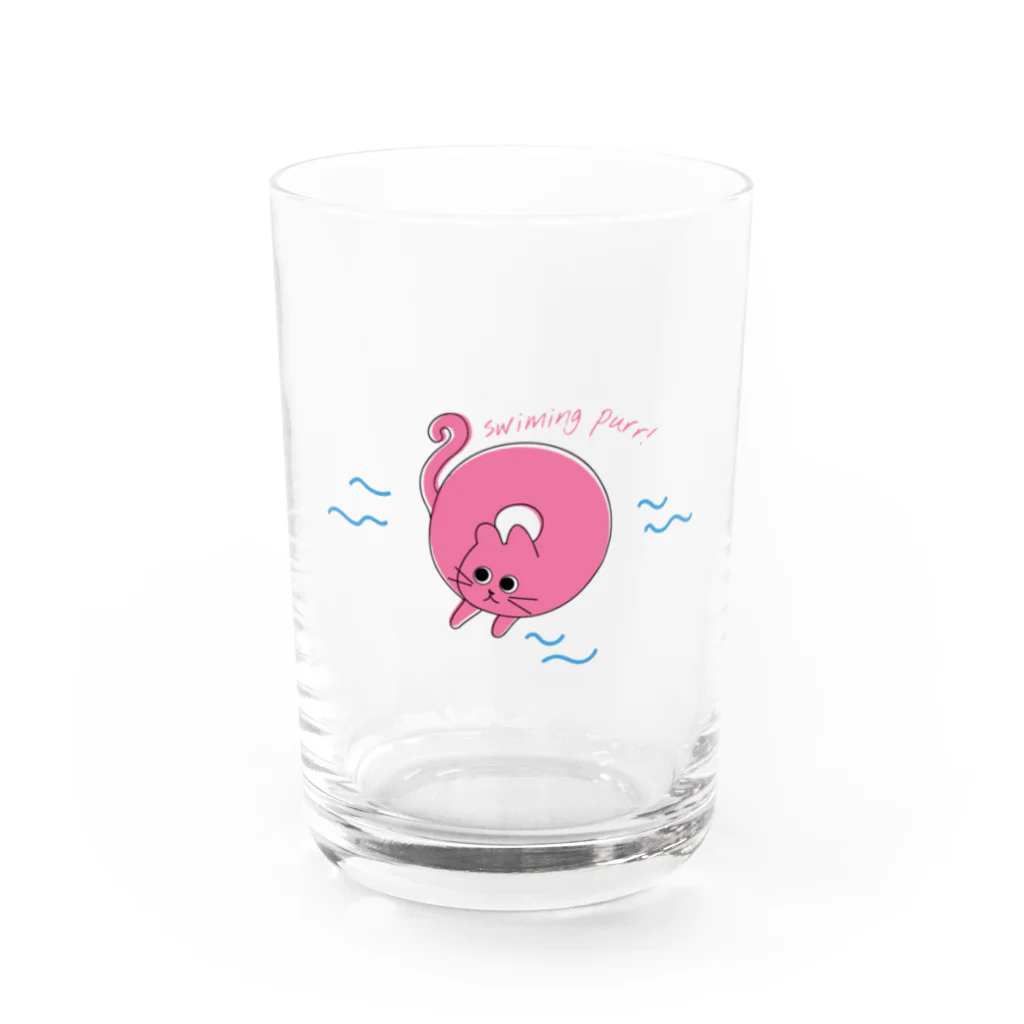 MaruSekaiのSwiming Purr! グラス　 Water Glass :front