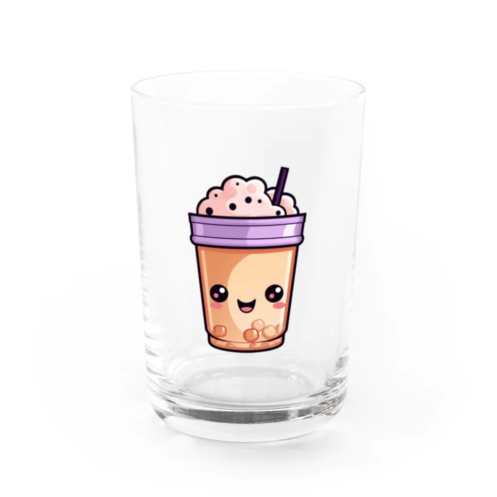 Vasetti_pressの可愛い紫タピオカミルクティー Water Glass :front