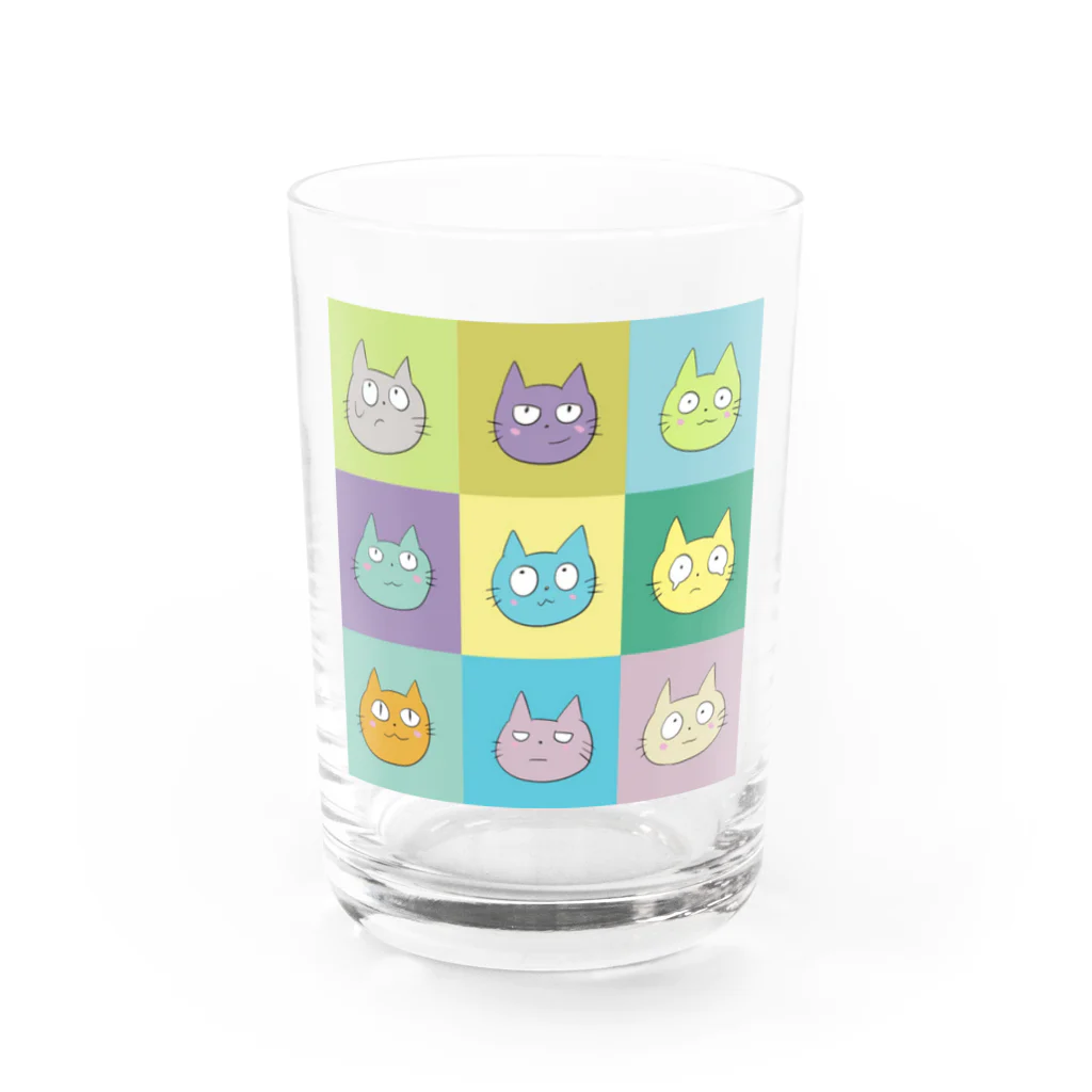 でんぼうのねこがいっぱいいる Water Glass :front