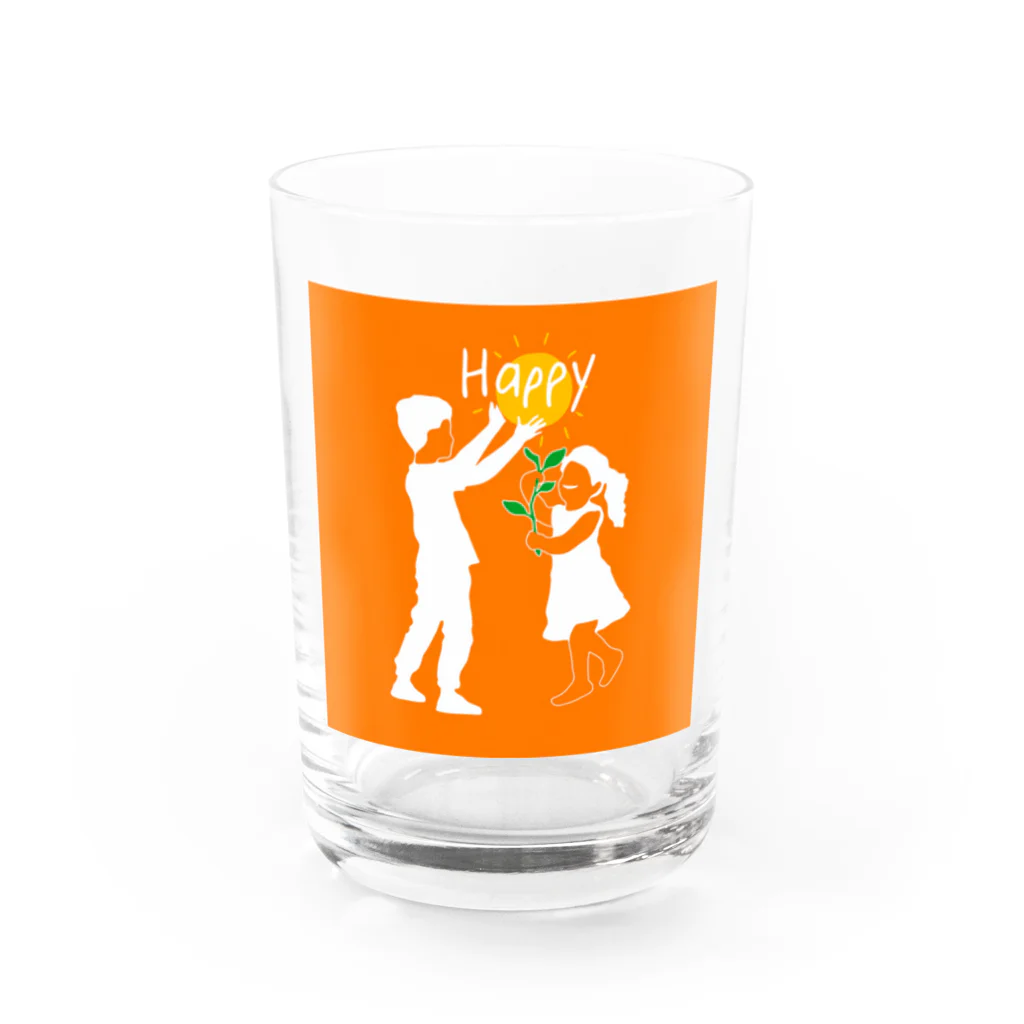 やさしい時間のオレンジ"Happy" Water Glass :front