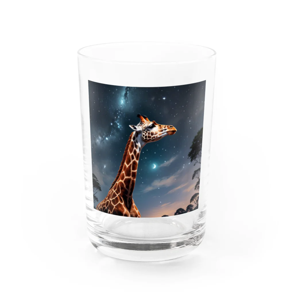 mira-shopの夜空を見上げるキリン Water Glass :front