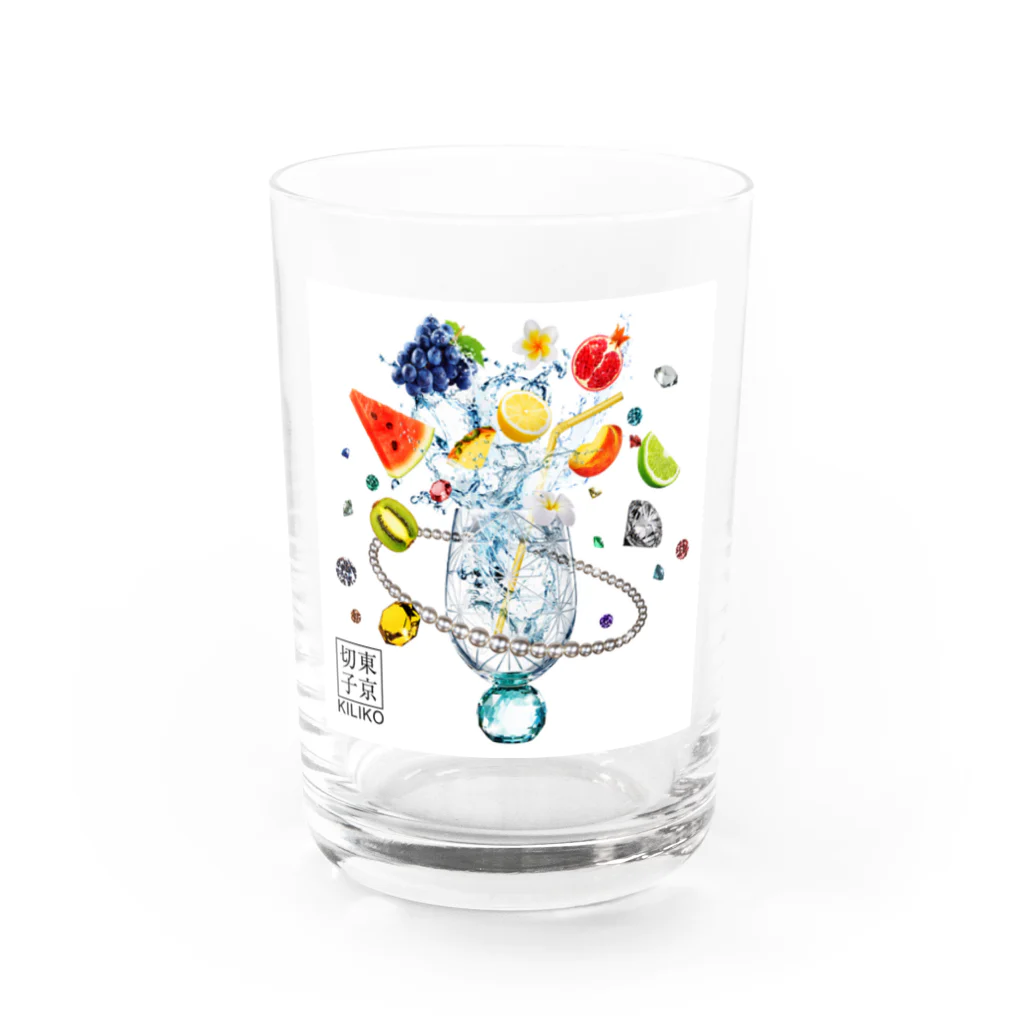 KILIKOStudiosの虹が出る東京切子　エメラルド Water Glass :front