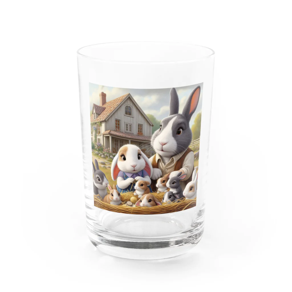 noririnoのウサギの親子 グラス前面