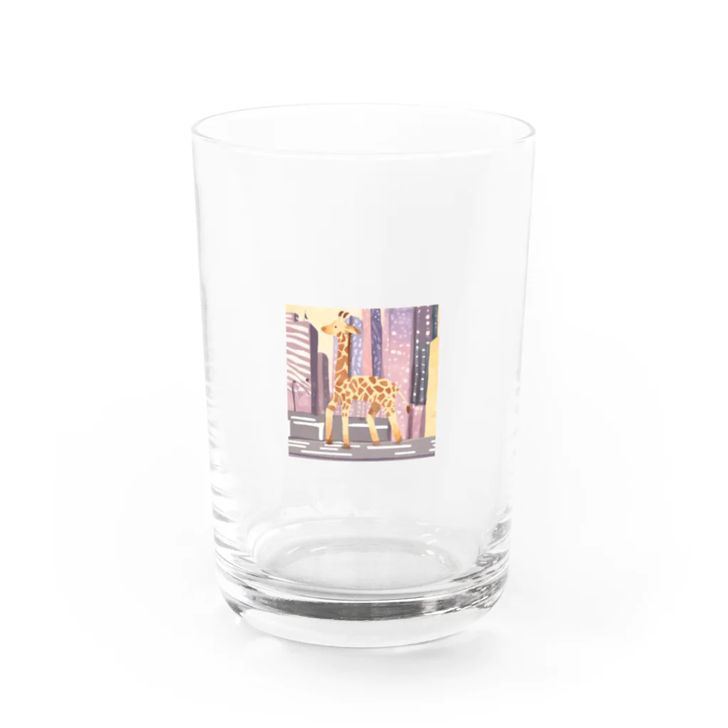 Ken17の車が行き交う都市を歩くキリン Water Glass :front